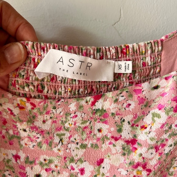 Astr Pink Floral Midi Dress with Puff Sleeves - Picture 6 of 9